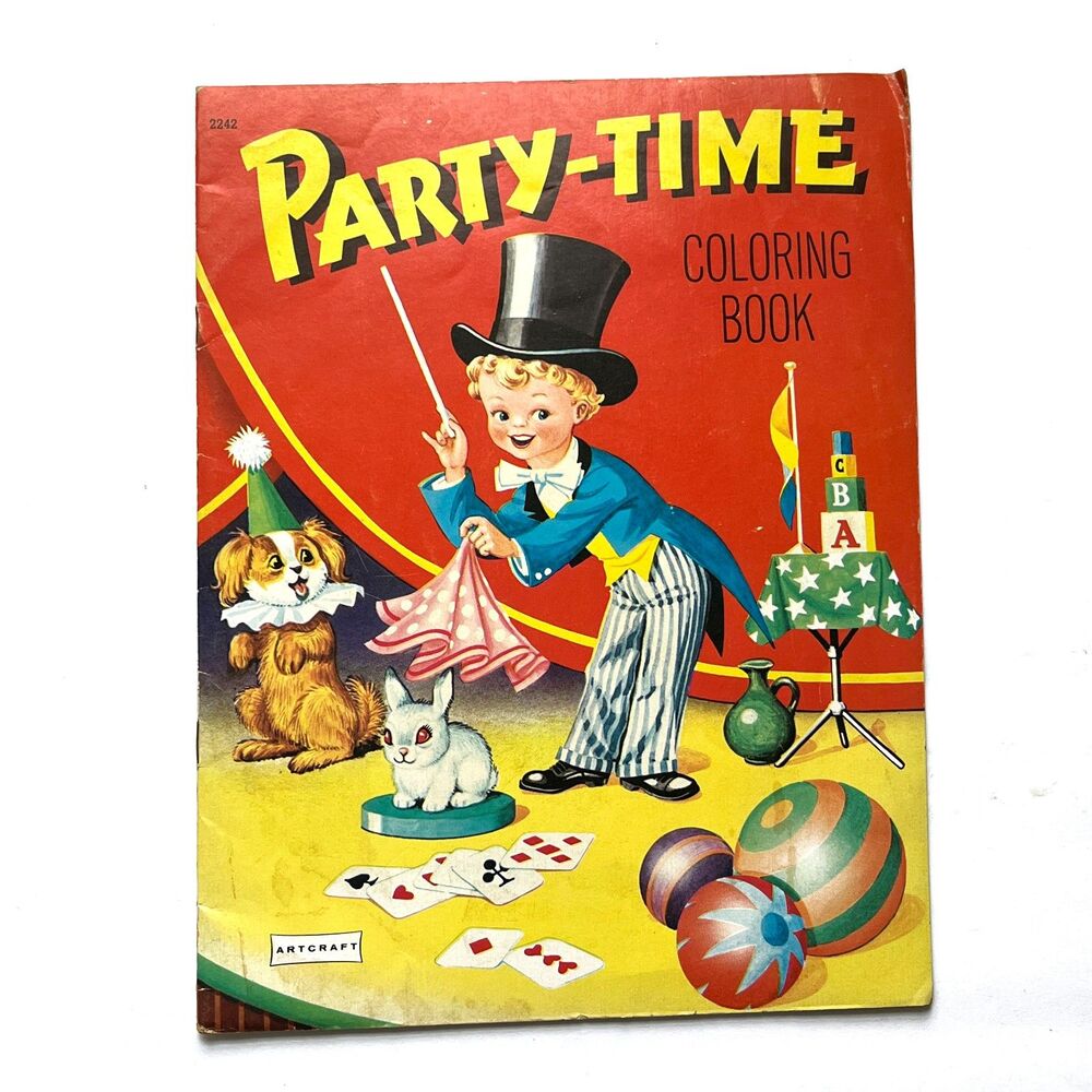 Artcraft PARTY TIME Vintage 1950s Coloring Book Circus
